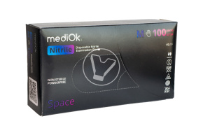 Перчатки ЧЕРНЫЕ  нитриловые, смотровые, неопудренные, размер M (MediOk)