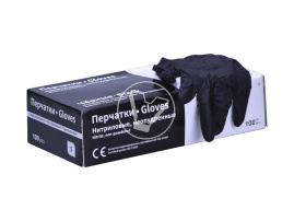 Перчатки ЧЕРНЫЕ нитриловые, неопудренные, размер S, 100шт/уп