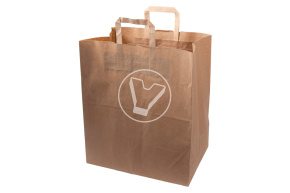 Пакет бумажный, 320*200*370 мм, крафт, с плоскими ручками