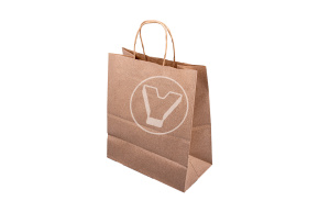 Пакет бумажный, 220*120*250 мм, крафт, с крученой ручкой