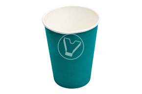 Стакан бумажный, 350 мл, бирюзовый, для горячих напитков, ЛП