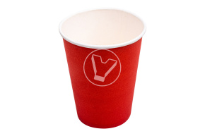 Стакан бумажный, 350 мл, красный  