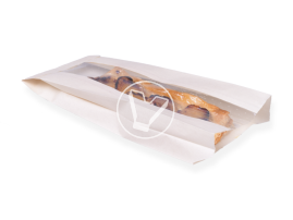 Пакет бумажный, 110*40*260 мм, крафт, с окном, с плоским дном