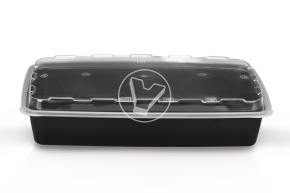 Контейнер 1300 мл с крышкой , черный, прямоугольный