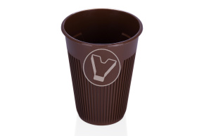 Стакан 450мл., рифленный для горячего,коричневый ПП