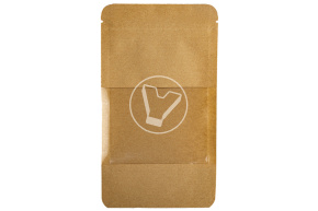 Пакет бумажный дой-пак с замком зип-лок, 105*185мм (35+35), с окном 70мм,140мкм крафт