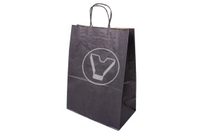 Пакет бумажный, 260*150*350 мм, черный с кручеными ручками