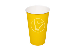 Стакан бумажный, 350 мл, желтый, для горячих напитков, ЛП