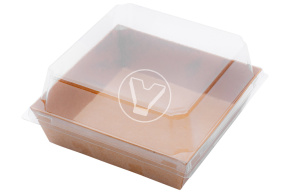 Контейнер бумажный для сендвича 100*100*65мм, с крышкой Крафт