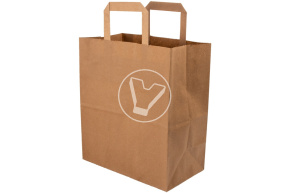 Пакет бумажный, 220*120*250 мм, крафт, с плоскими ручками