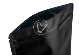 Пакет металлизированный  дой-пак с замком зип-лок, 160*250мм (45+45), 140мкм черный, матовый