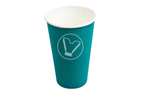 Стакан бумажный, 400 мл, бирюзовый, для горячих напитков, ЛП