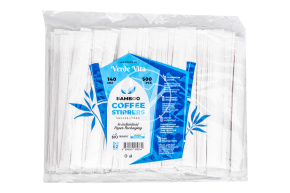 Размешиватель бамбуковый в инд. упаковке с квадратным концом, 140*4,5*1,3мм.