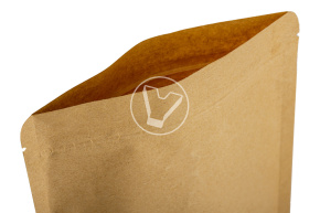 Пакет бумажный дой-пак с замком зип-лок, 200+260мм (45+45), с окном 40мм,140мкм крафт