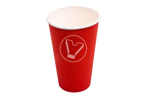 Стакан бумажный, 400 мл, красный  