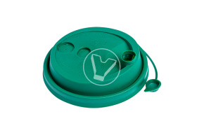 Крышка d-90 с клапаном, Темно - зеленая с питейником, матовая, ПП  Новинка 