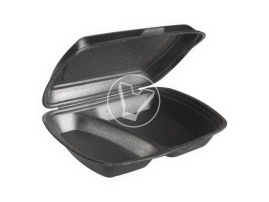 Ланч-бокс 247х208х63 мм, 2-х секционный, чёрный, ВПС (130шт/пак) 