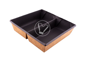 Салатник OneClick, 1200 мл, крафт, изнутри черный,2х секционный  