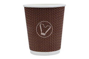 Стакан бумажный, 250 мл, коричневый, 2 слойный, рифленный, для горячих напитков