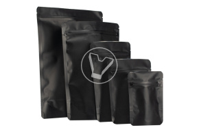 Пакет металлизированный  дой-пак с замком зип-лок, 135*225мм (40+40), 140мкм черный, матовый