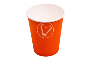 Стакан бумажный, 250 мл, оранжевый, бумажный для горячих напитков