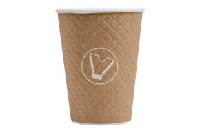 Стакан бумажный, 350 мл (430 мл до края), Waffle Kraft, 2 слойный, БУМ, Formacia